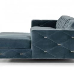 VIG Divani Casa Chesterfield - Blue Velvet Right Facing Sectional Sofa