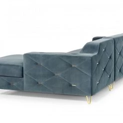 VIG Divani Casa Chesterfield - Blue Velvet Right Facing Sectional Sofa