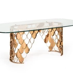 VIG Modrest Javier Modern Glass & Rosegold Dining Table