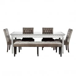 Best Master Furniture Sophie Silver Mirrored Dining Table