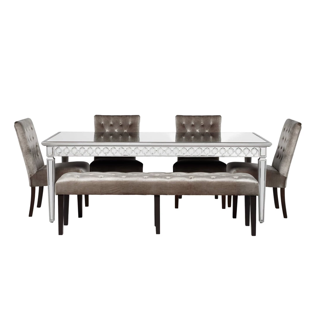 Best Master Furniture Sophie Silver Mirrored Dining Table