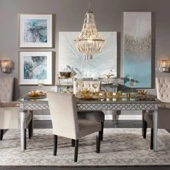 Best Master Furniture Sophie Silver Mirrored Dining Table