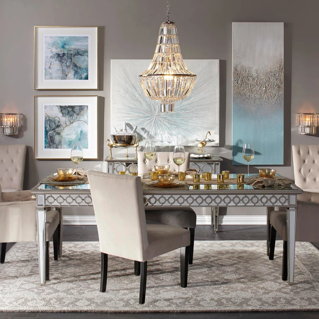 Best Master Furniture Sophie Silver Mirrored Dining Table
