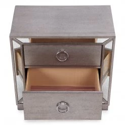 Best Master Furniture Ava Mirrored 2 Drawer Nightstand Bedroom