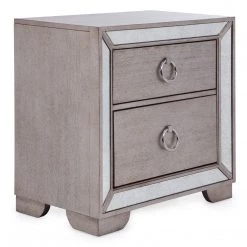 Best Master Furniture Ava Mirrored 2 Drawer Nightstand Bedroom