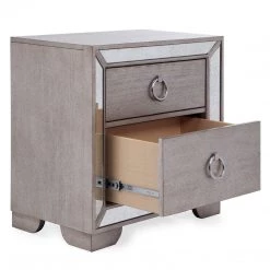 Best Master Furniture Ava Mirrored 2 Drawer Nightstand Bedroom