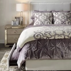 Best Master Furniture Ava Mirrored 2 Drawer Nightstand Bedroom