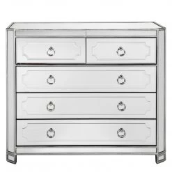 Best Master Furniture Simplicity Mirrored 5 Drawer Hall Chest Bedroom