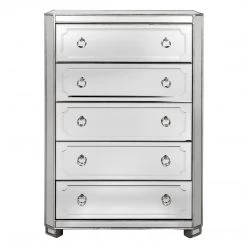 Best Master Furniture Simplicity Mirrored 5 Drawer Tall Chest
