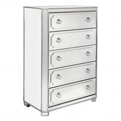 Best Master Furniture Simplicity Mirrored 5 Drawer Tall Chest