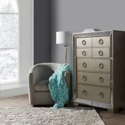 Best Master Furniture Ava 5 Drawer Mirrored Chest
