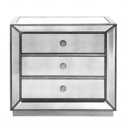Best Master Furniture Bedroom Omni Mirrored 3 Drawer Nightstand