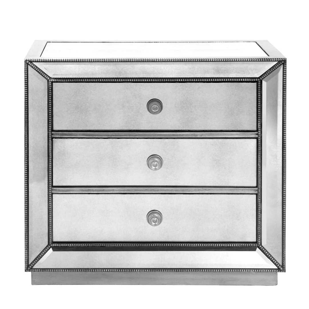 Best Master Furniture Bedroom Omni Mirrored 3 Drawer Nightstand