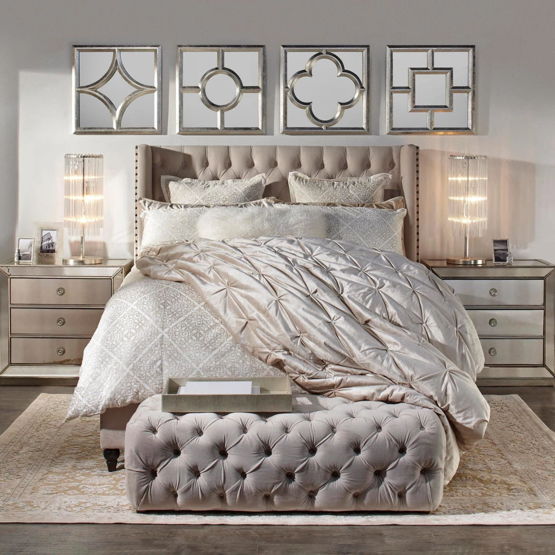 Best Master Furniture Bedroom Omni Mirrored 3 Drawer Nightstand