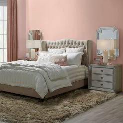 Best Master Furniture Bedroom Omni Mirrored 3 Drawer Nightstand