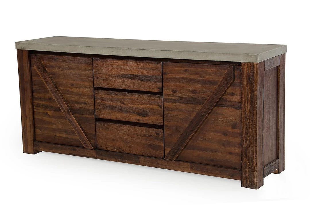 VIG Modrest Revok Modern Concrete & Acacia Buffet Living Room