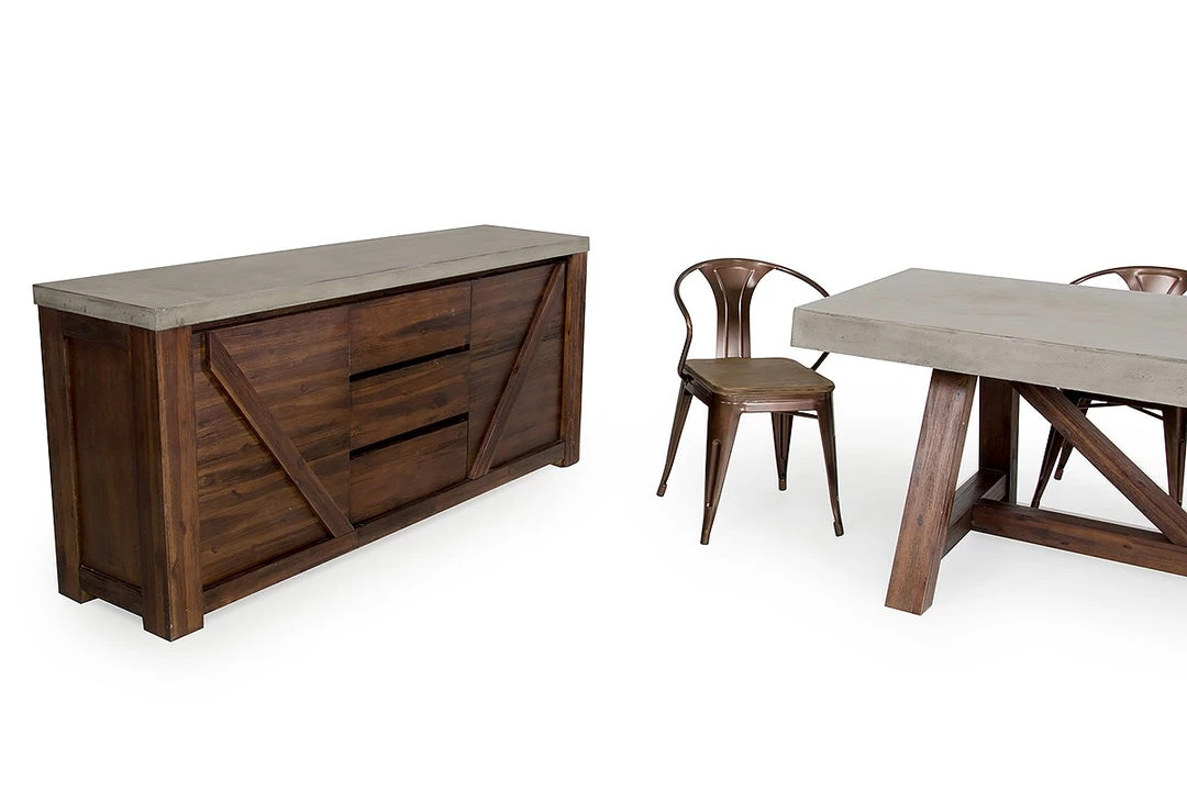 VIG Modrest Revok Modern Concrete & Acacia Buffet Living Room