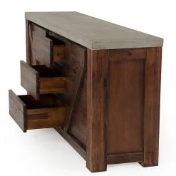 VIG Modrest Revok Modern Concrete & Acacia Buffet Living Room