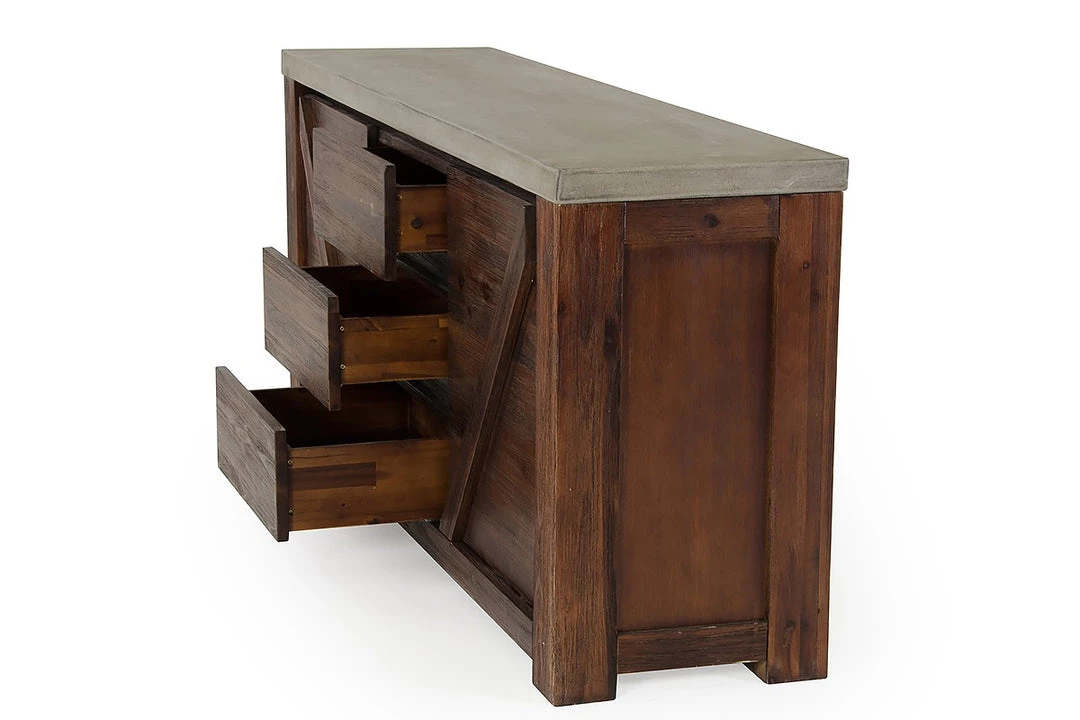 VIG Modrest Revok Modern Concrete & Acacia Buffet Living Room