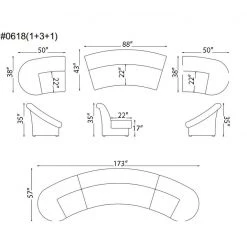 VIG Divani Casa Cosmopolitan Mini - Transitional Beige Tufted Fabric Curved Sectional Sofa Living Room