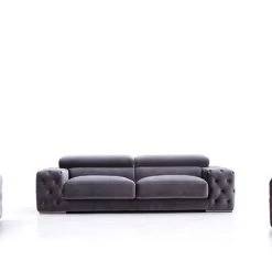 VIG Divani Casa Trisha Modern Grey Fabric Sofa Set Living Room