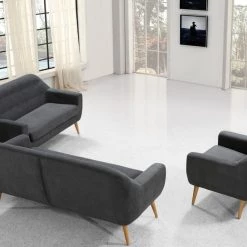 VIG Divani Casa Afton Modern Grey Fabric Sofa Set Living Room