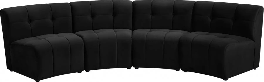 Meridian Furniture Limitless Modular Velvet 4 Piece Sectional Living Room