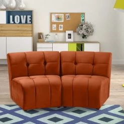 Meridian Furniture Living Room Limitless Modular Velvet 2 Piece Loveseat
