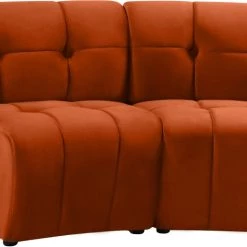 Meridian Furniture Living Room Limitless Modular Velvet 2 Piece Loveseat
