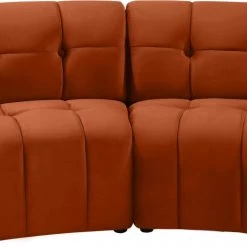 Meridian Furniture Living Room Limitless Modular Velvet 2 Piece Loveseat