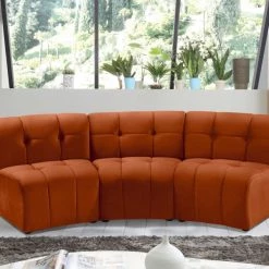 Meridian Furniture Limitless Modular Velvet 3 Piece Sofa