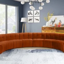 Meridian Furniture Limitless Modular Velvet 8 Piece Sectional Living Room