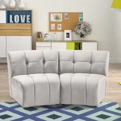 Meridian Furniture Living Room Limitless Modular Velvet 2 Piece Loveseat
