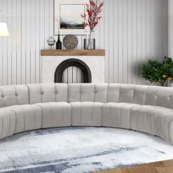 Meridian Furniture Limitless Modular Velvet 7 Piece Sectional Living Room