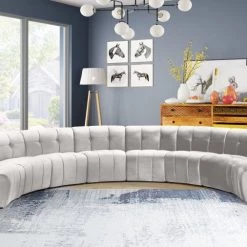 Meridian Furniture Limitless Modular Velvet 8 Piece Sectional Living Room