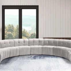 Meridian Furniture Limitless Modular Velvet 9 Piece Sectional Living Room