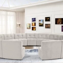 Meridian Furniture Limitless Modular Velvet 15 Piece Sectional Living Room