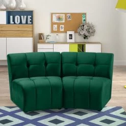 Meridian Furniture Living Room Limitless Modular Velvet 2 Piece Loveseat