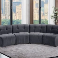 Meridian Furniture Limitless Modular Velvet 4 Piece Sectional Living Room