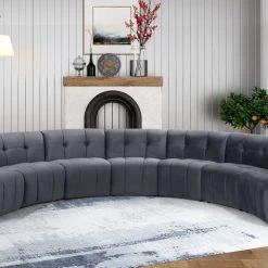 Meridian Furniture Limitless Modular Velvet 7 Piece Sectional Living Room