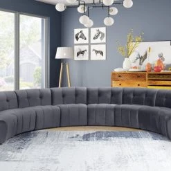 Meridian Furniture Limitless Modular Velvet 8 Piece Sectional Living Room