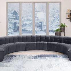 Meridian Furniture Limitless Modular Velvet 10 Piece Sectional Living Room