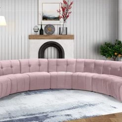 Meridian Furniture Limitless Modular Velvet 7 Piece Sectional Living Room