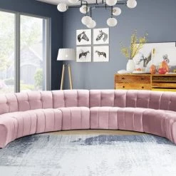 Meridian Furniture Limitless Modular Velvet 8 Piece Sectional Living Room