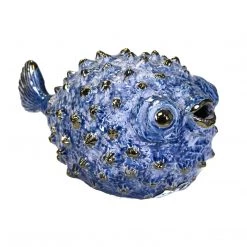 Sagebrook Blue Ceramic Puffer Fish 10" Home Decor