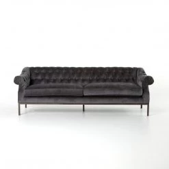 Four Hands Damon Sofa-94"-Charcoal Worn By Hollywood Glam Living Room