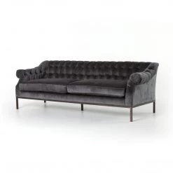 Four Hands Damon Sofa-94"-Charcoal Worn By Hollywood Glam Living Room