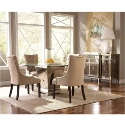 Best Master Furniture Borghese Mirrored Round Dining Table