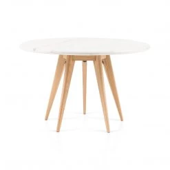 Four Hands Arago Round Dining Table-White Marble