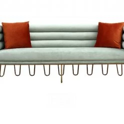 VIG Living Room Divani Casa Bixby Modern Light Green Velvet & Gold Sofa